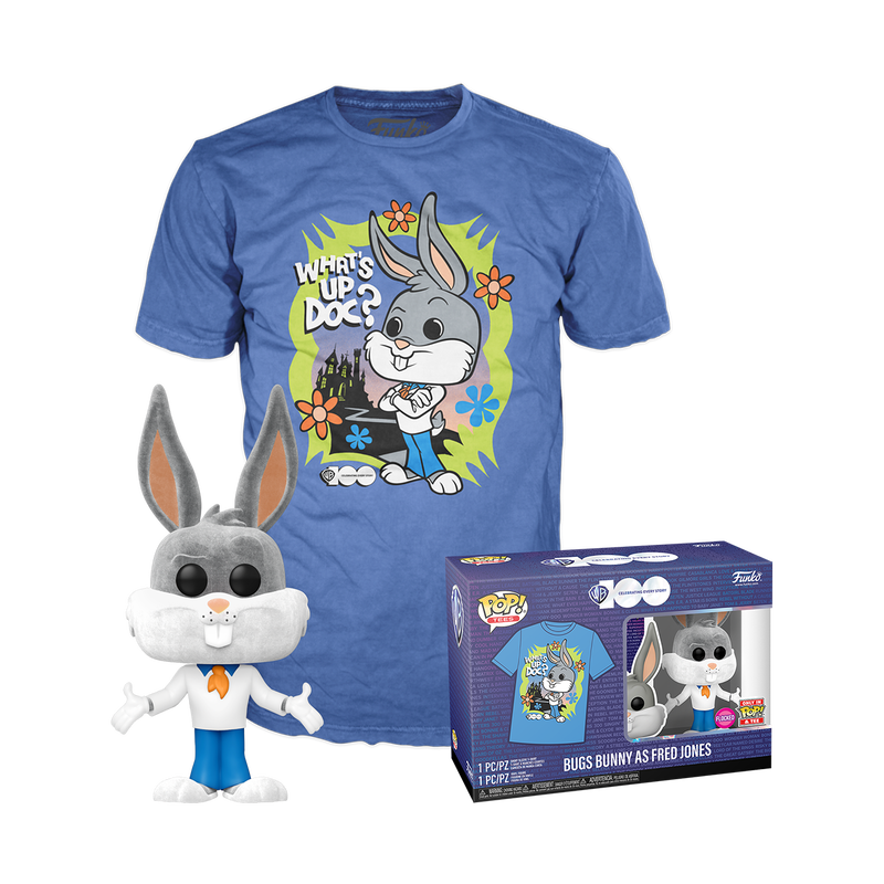 Pop Tees: Looney Tunes - Bugs Bunny as Fred Jones (L)(Flocked) Funko Pop #1239