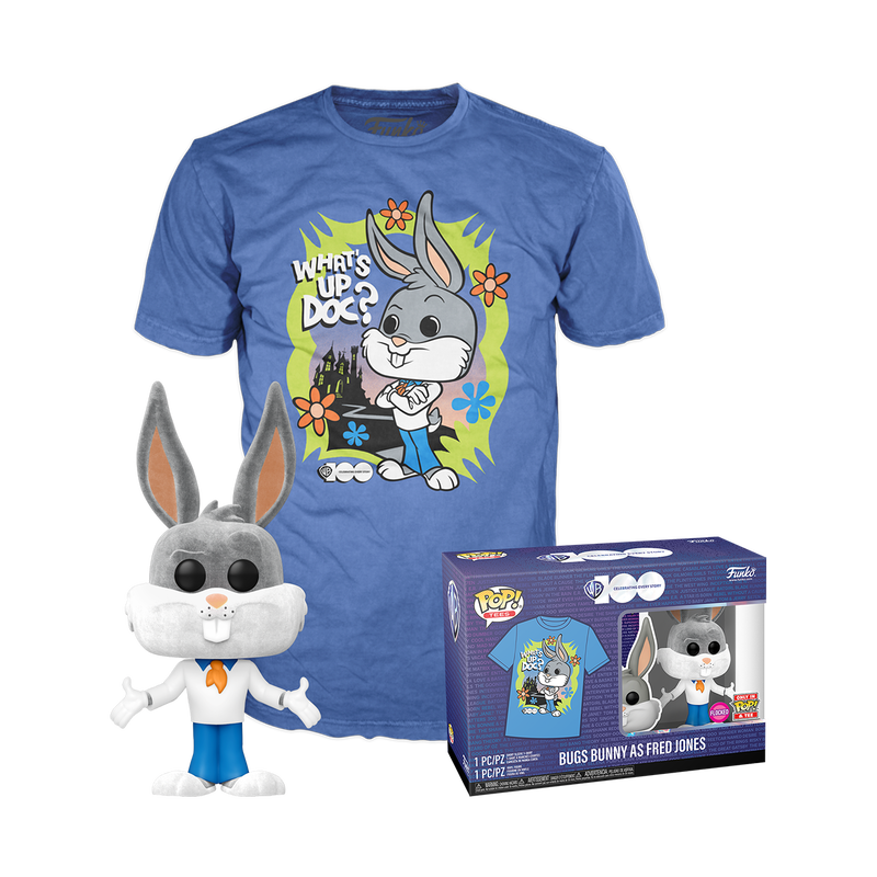 Pop Tees: Looney Tunes - Bugs Bunny as Fred Jones (L)(Flocked) Funko Pop #1239