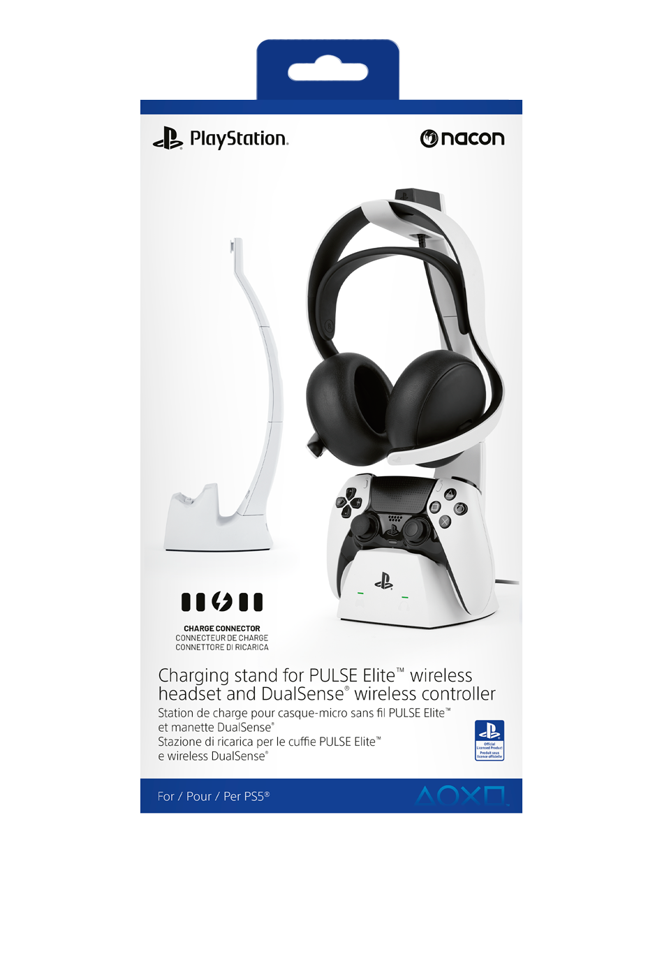 NACON PS5 Charging Stand for PULSE Elite Headset and DualSense Controller - White