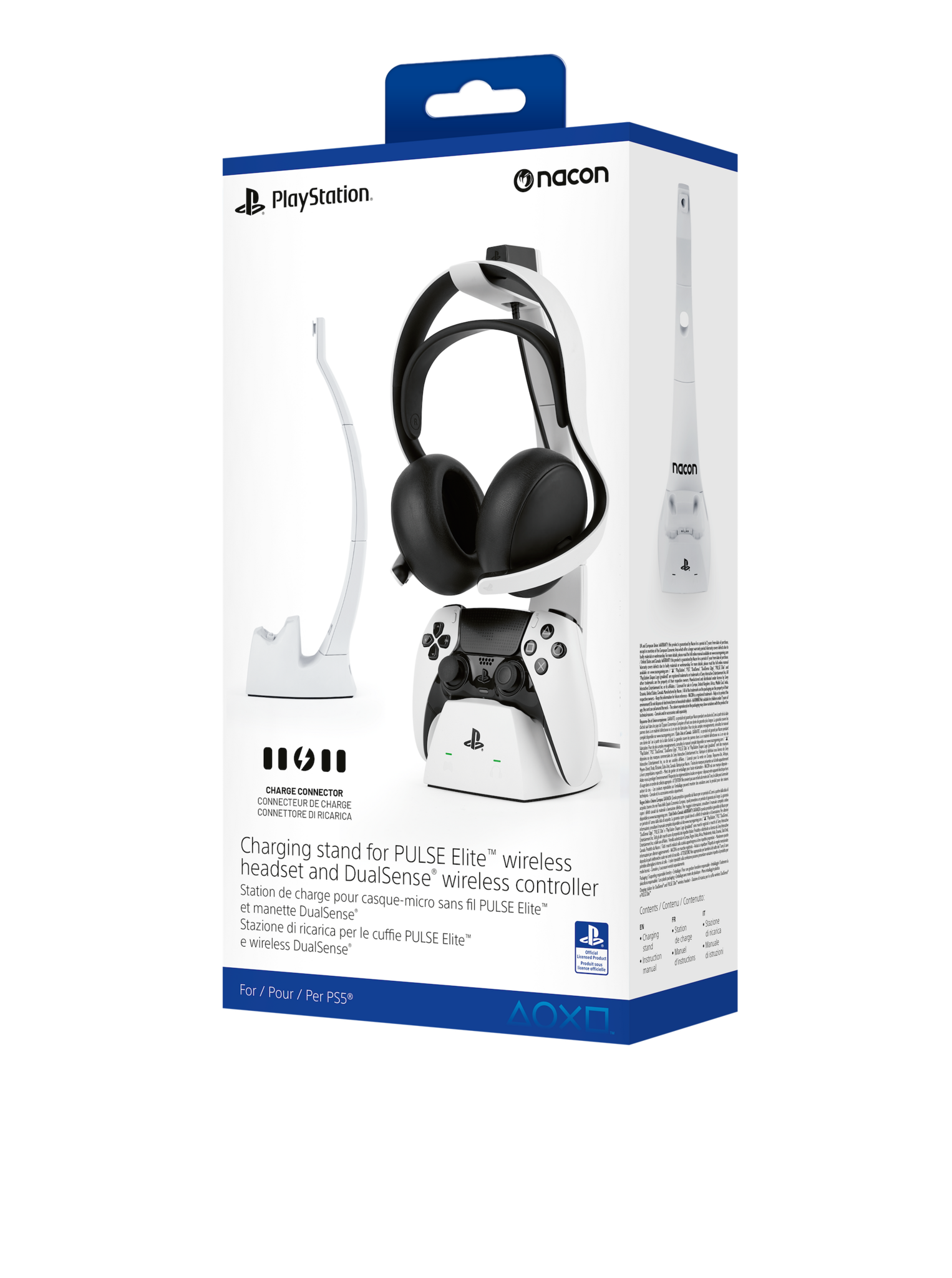 NACON PS5 Charging Stand for PULSE Elite Headset and DualSense Controller - White