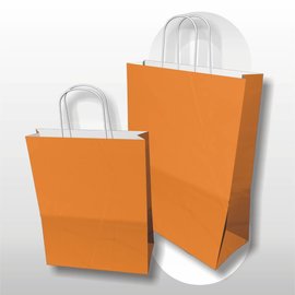 Draagtas kraft met gedraaide hangrepen 32+12x41cm ORANJE