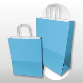 Draagtas kraft met gedraaide hangrepen 32+12x41cm BLAUW