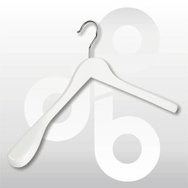 Mantel/kostuumhanger met brede schouders (45 mm) 44 cm. Wit gelakt