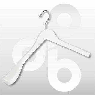 Mantel/kostuumhanger met brede schouders (45 mm) 44 cm. Wit gelakt