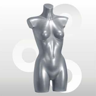 Damestorso kunststof zilvergrijs