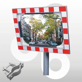 Verkeersspiegel acryl 40x60cm, Alu-frame, beugel 48-90 mm