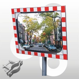 Verkeersspiegel acryl 60x80cm Alu-frame, beugel 48-90 mm