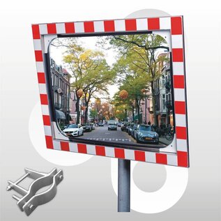 Verkeersspiegel acryl 60x80cm Alu-frame, beugel 48-90 mm