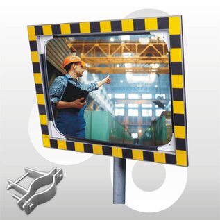 Industriespiegel Alu-frame acryl 60x80 cm, beugel 48-90 mm