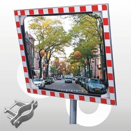 Verkeersspiegel acryl 80x100cm Alu-frame, beugel 48-90 mm