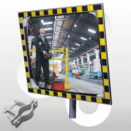Industriespiegel Alu-frame acryl 80x100 cm, beugel 48-90 mm