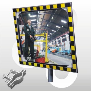 Industriespiegel Alu-frame acryl 80x100 cm, beugel 48-90 mm