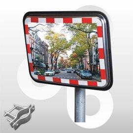 Verkeersspiegel RVS 45x60 cm, beugel 48-90 mm
