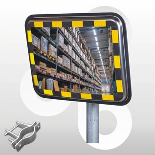 Industriespiegel RVS 45x60 cm, beugel 48-90 mm