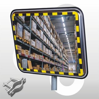 Industriespiegel RVS 80x100 cm, beugel 48-90 mm