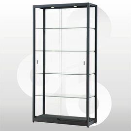 Vitrine 100x40x200 geanodiseerd Zwart haaks profiel