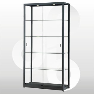 Vitrine 100x40x200 geanodiseerd Zwart haaks profiel