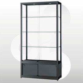 vitrinekast 100x40x200 met onderkast zwart haaks profiel