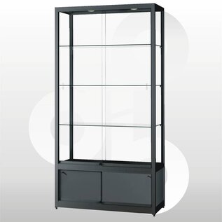 vitrinekast 100x40x200 met onderkast zwart haaks profiel