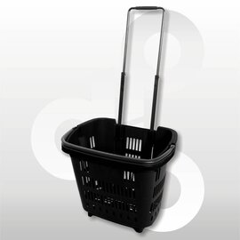 Verrijdbare winkelmand 34L ZWART