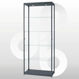 Vitrine 80x40x200 geanodiseerd Zwart haaks profiel