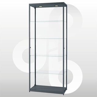 Vitrine 80x40x200 geanodiseerd Zwart haaks profiel