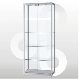 Vitrine 80 x 40 geanodiseerd aluminium haaks profiel. deuren voorkant