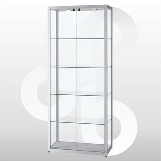 Vitrine 80 x 40 geanodiseerd aluminium deuren. voorkant