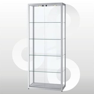 Vitrine 80 x 40 geanodiseerd aluminium haaks profiel. deuren. voorkant