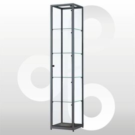 Vitrinekast 40x40x200 geanodiseerd zwart haaks profiel