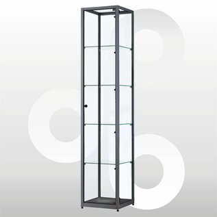 Vitrinekast 40x40x200 geanodiseerd zwart haaks profiel