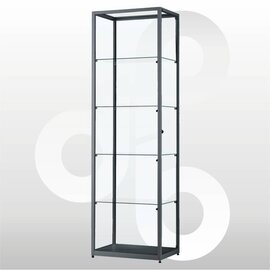 Vitrinekast 60x40x200 geanodiseerd zwart haaks profiel