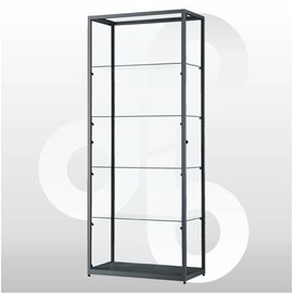 Vitrinekast 80x40x200 geanodiseerd zwart haaks profiel
