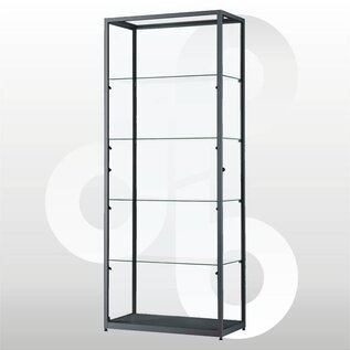 Vitrinekast 80x40x200 geanodiseerd zwart haaks profiel