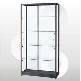 Vitrinekast 100x40x200 geanodiseerd zwart haaks profiel