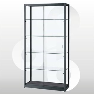 Vitrinekast 100x40x200 geanodiseerd zwart haaks profiel