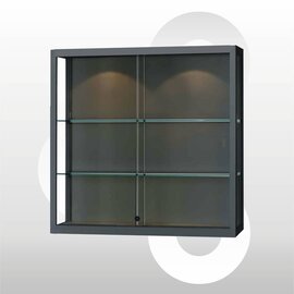 Wandvitrine 100 x 30 x 100 geanodiseerd zwart haaks profiel