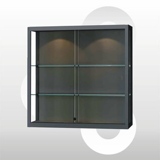 Wandvitrine 100x30x100 geanodiseerd zwart haaks profiel