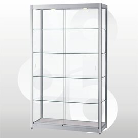 Vitrinekast 120x40x200 geanodiseerd aluminium haaks profiel