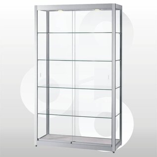 Vitrinekast 120x40x200 geanodiseerd aluminium haaks profiel