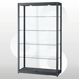 Vitrinekast 120x40x200 geanodiseerd zwart haaks profiel