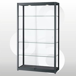 Vitrinekast 120x40x200 geanodiseerd zwart haaks profiel
