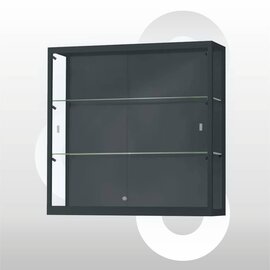 Wandvitrine 100x30x100 Geanodiseerd zwart haaks profiel