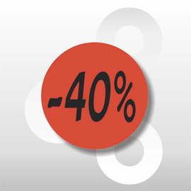 Etiket fluor rood  -40% 500/rol