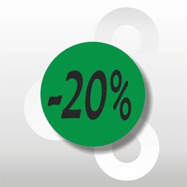 Etiket -20% 500 op rol groen