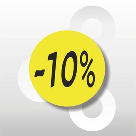 Etiket -10% 500 op rol geel