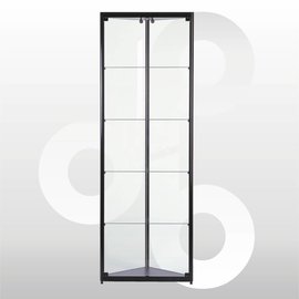 Hoekvitrine 50 x 200 geanodiseerd zwart