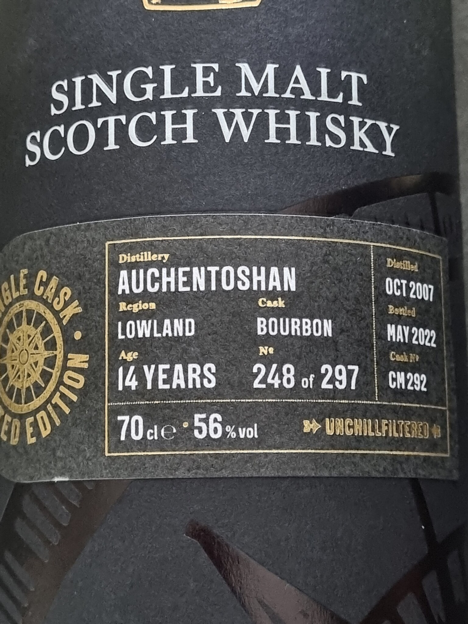 Golden Cask AUCHENTOSHAN 14Y 2007-2023 56% GOLDEN CASK