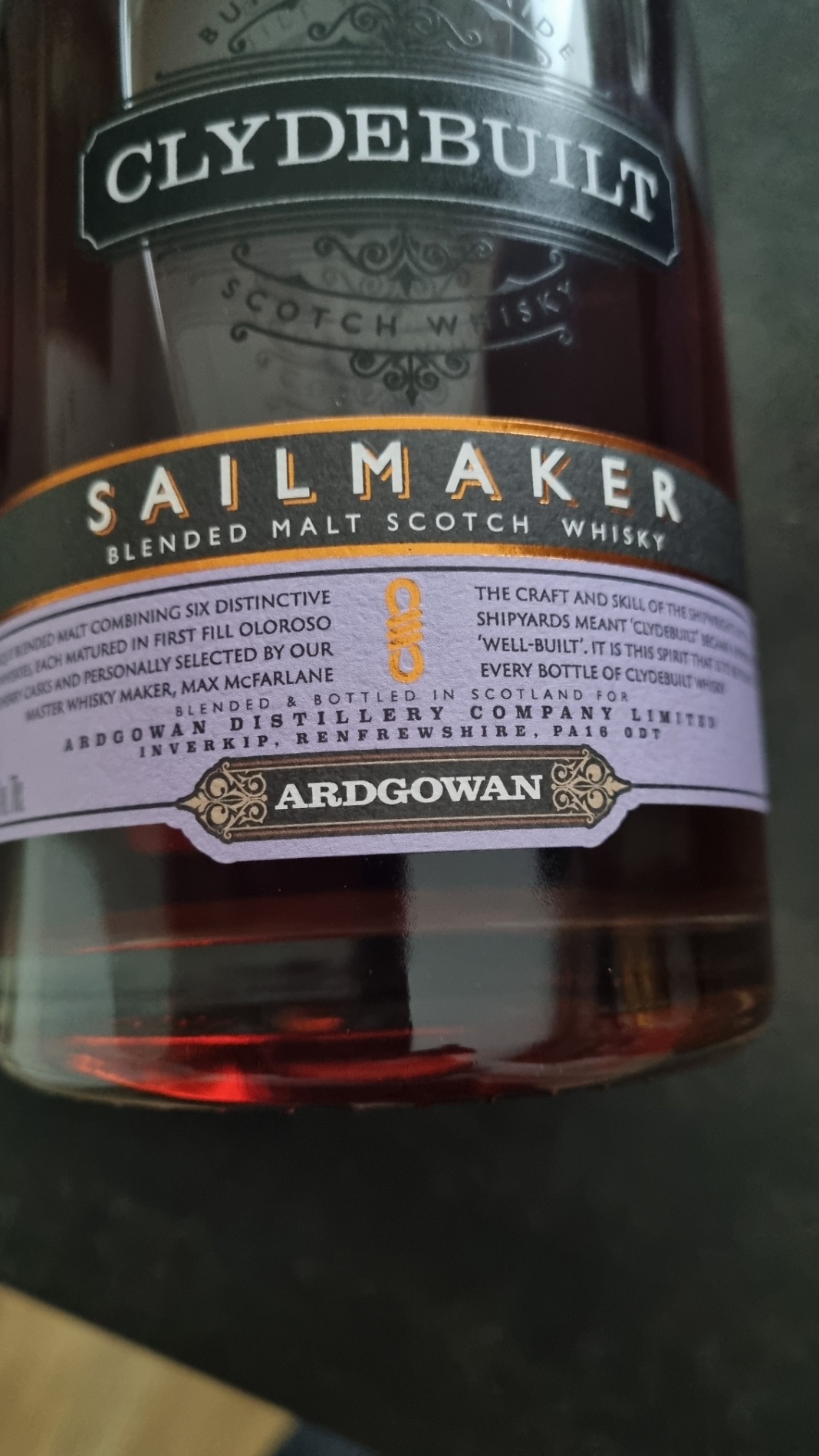 OB ARDGOWAN CLYDEBUILT  BLENDED MALT SAILMAKER 48%