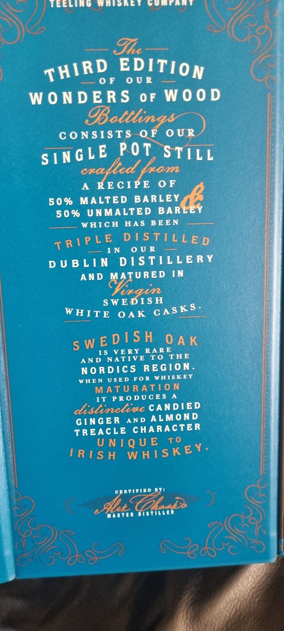 ORIGINAL DISTILLERY BOTLING TEELING, WONDERS OF WOOD, EDITION 3 , SWEDISH VIRGIN OAK, 50%,